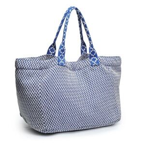 Urban Expressions Marbella Navy and Cream Woven Tote